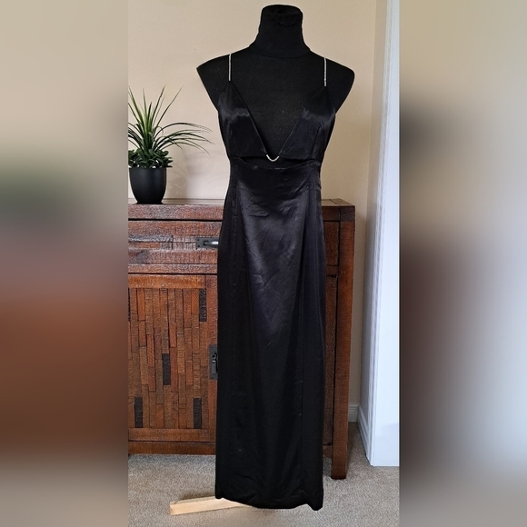 Zara  Black Satin Dress - NWOT - Picture 2 of 14